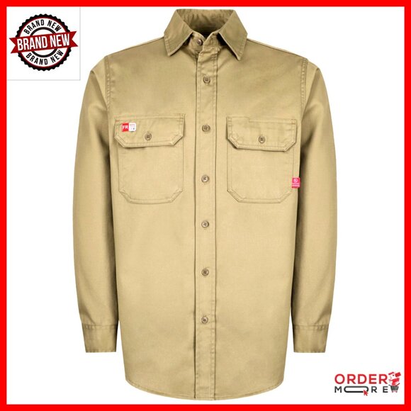 Men's Flame Resistant Work Shirt 6.5oz Cotton FR Twill Relaxed Fit